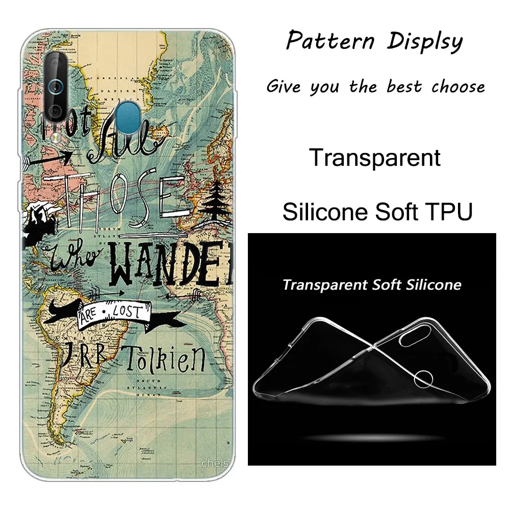 007 World Map Just Go Silicone Phone Case For Samsung Galaxy A80 A70 A60 A50 A40 A40S A30 A20E A2CORE M40 Note 10 Plus 9 8 5 Fashion - Цвет: 007