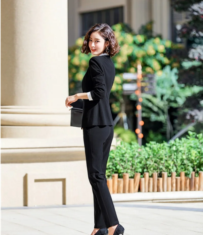 

Ladies Fashion Apricot Formal Women Business Suits With Jackets and Pants Uniform Styles Female Work Wear Pantsuits Trousers Set