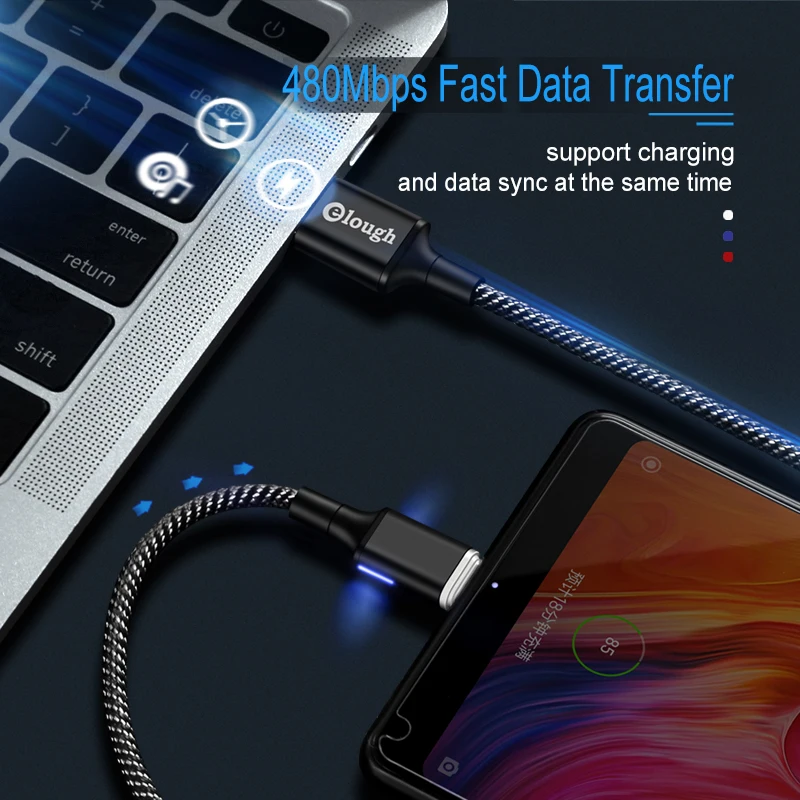 Elough Espark 3 в 1 комплект Магнитный usb-кабель для iphone Micro type-c телефонный кабель Быстрая