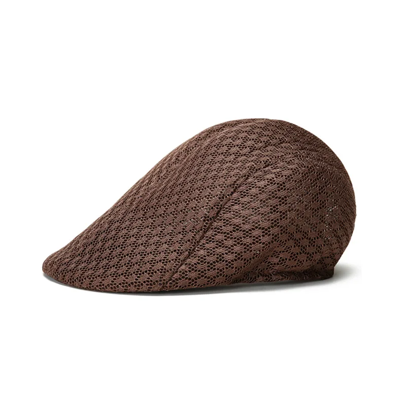 Brown Mesh Berets Новые летние сетчатые берет шляпа мужчины на открытом воздухе козырек кепки дышащий кости мужской Ivy кепка Повседневная Casquette Кепка Newsboy YY18090 - Цвет: Brown Mesh Berets
