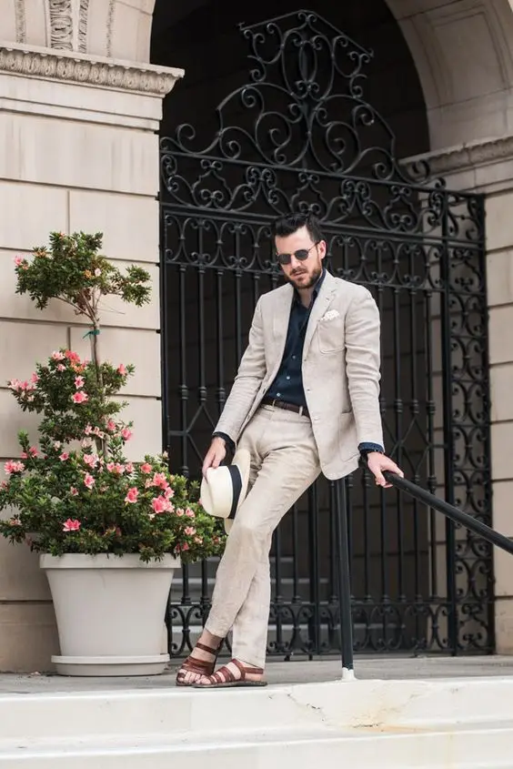 

Latest Coat Pant Design Beige Linen Beach Men Suit Slim Fit 2 Piece Custom Casual Groom Tuxedo Prom Blazer Masculino Jacket+Vest