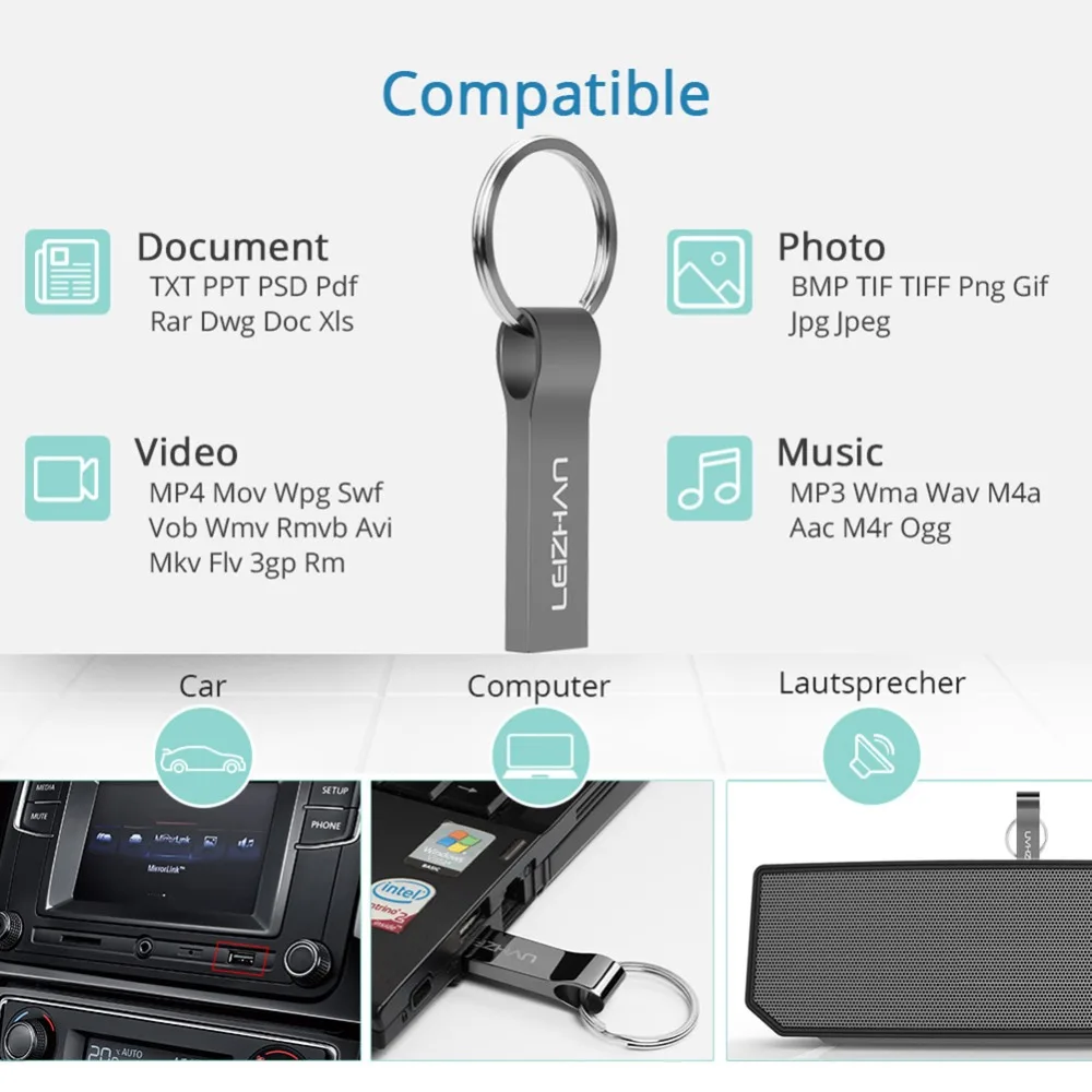 LEIZHAN металлический USB флэш-накопитель 64 Гб usb-носитель для хранения данных и