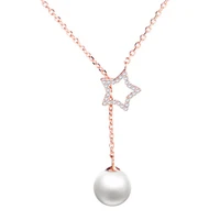 lukeni latest gold female pearl pendants necklace jewelry fashion women 925 sterling silver girl choker necklace accessories