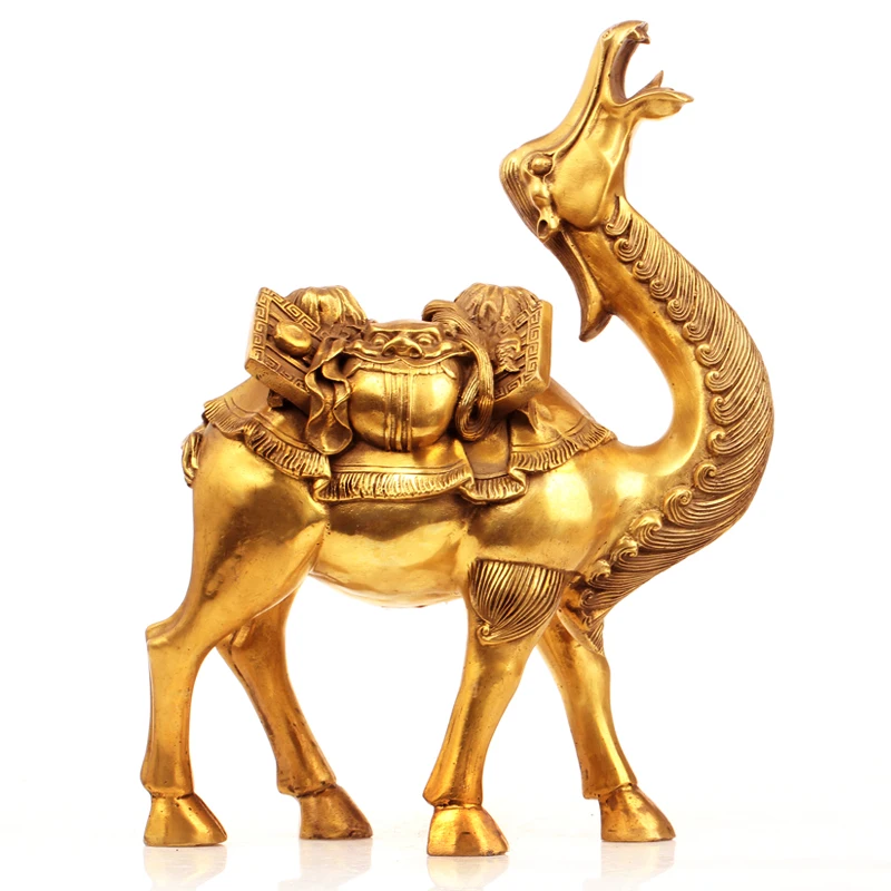 Feng Shui украшения дома чистый китайский латунный Медь Статуэтка медный верблюд