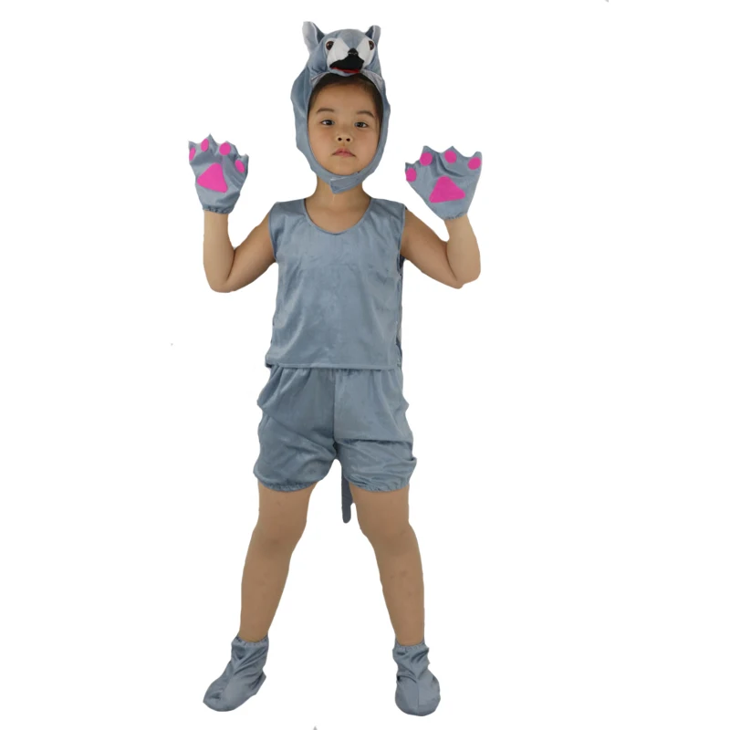 Summer Short Animals Gray Wolf Costume For Kids Boy Girl Cosplay Costumes Birthday Children's Day Party Purim Halloween|wolf costume|boys costumes