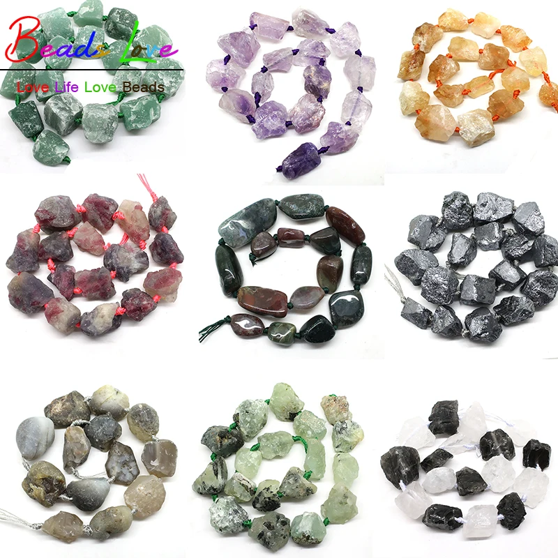 10 Colors Freeform 20-25mm Natural Nugget Rough Punched Loose Stone Drilled Irregular Beads 15inch/strand (F00536-F00545) | Украшения и