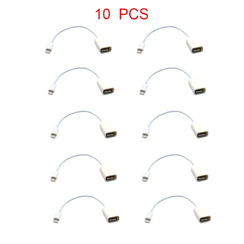 Female-USB-Light 10p 10 шт./партия, адаптер для мобильного телефона, сплиттер, 17 см, кабель OTG, Женский USB для Iphone IOS 9,2-10,3, USB Кабель-адаптер, Прямая поставка - Цвет: Female-USB-Light 10p
