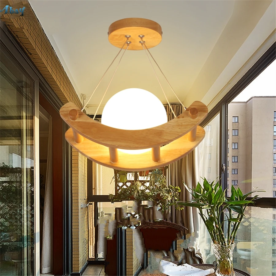 Скандинавская простая деревянная Подвесная лампа s винтажный светодиодный