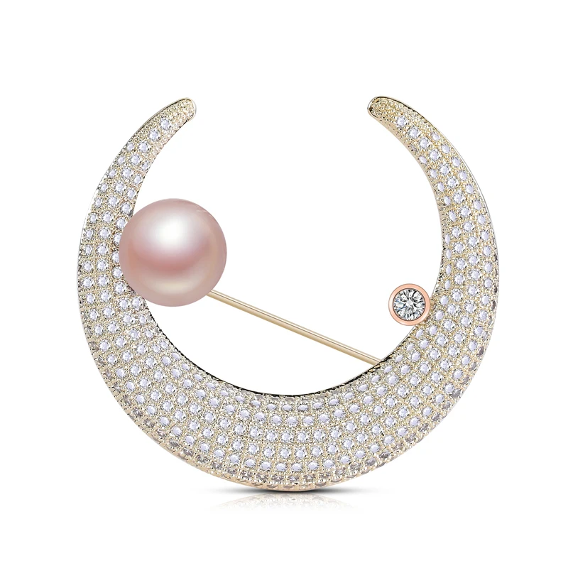 Лунная брошь в виде полумесяца роскошные стразы жемчужные броши для женщин и