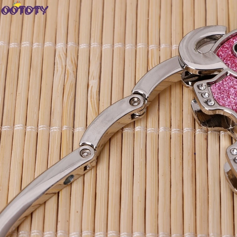 Розовая сумка со слоном крюк портативный складной стол кошелек сумка крючок Вешалка Держатель Сумочка украшение со стразами-кристаллами