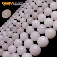 gem inside round white smooth jades beads for jewelry making 4 14mm 15inches diy jewellery