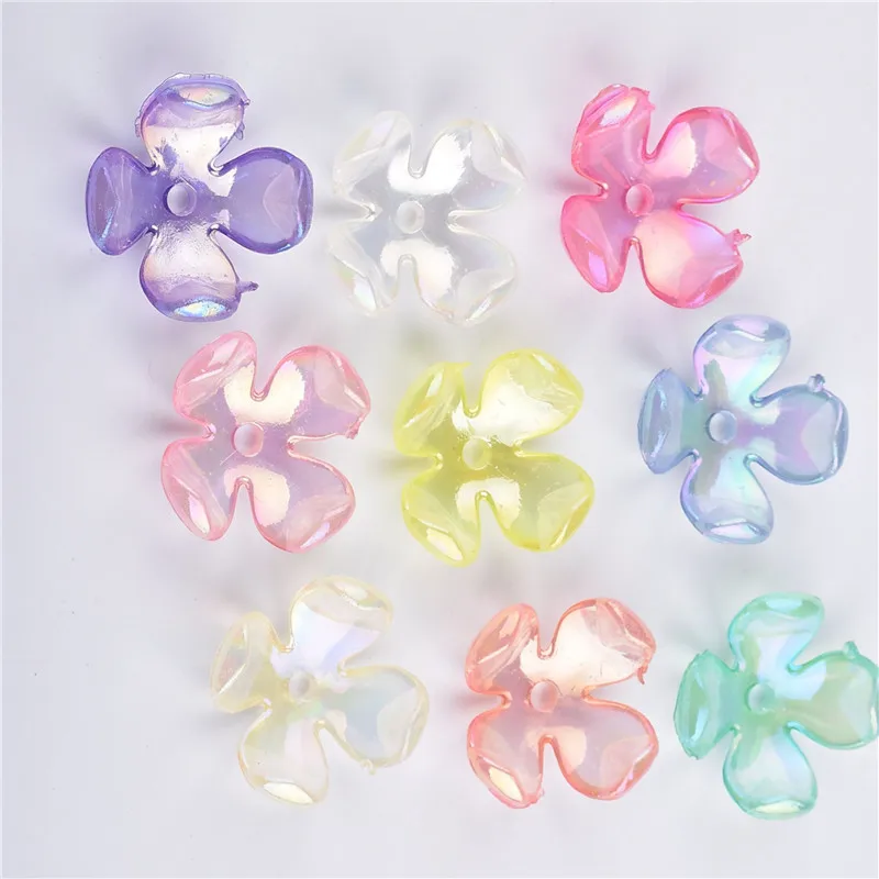 XiYu Fashion Flower Frosted Acrylic Spacer Beads Caps For DIY Jewelry Necklace Bracelet for accessoriies 4 pcs | Украшения и