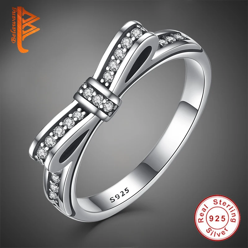 Женское кольцо из серебра 925 пробы с блестящим бантом|925 sterling silver ring|sterling ringsfashion