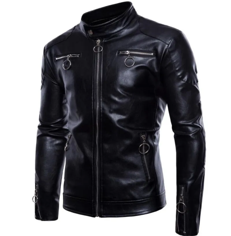 Новая мотоциклетная Ретро куртка из искусственной кожи Мужская регулируемый