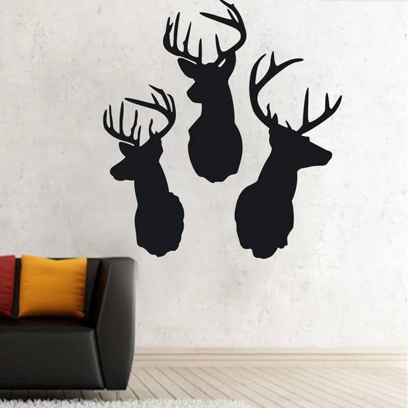 

FARLEOPARD Removable Three Deer Head Animal Decoration Vinyl Wall Paper Decal Art Sticker Christmas Wall Sticker For Kids Room