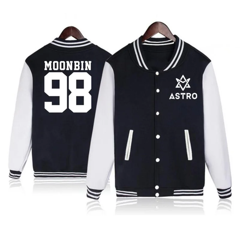 4 Vsenfo Kpop Astro Hoodie Women Men Sanha Mj Rocky Moonbie Eunwoo Jinjin Printed Sweatshirt Cotton Baseball Jacket Coat - Цвет: 4