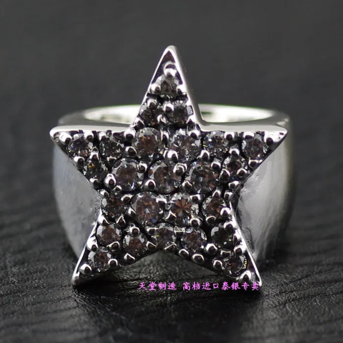 

925 pure silver justin davis full rhinestone five-pointed star ring