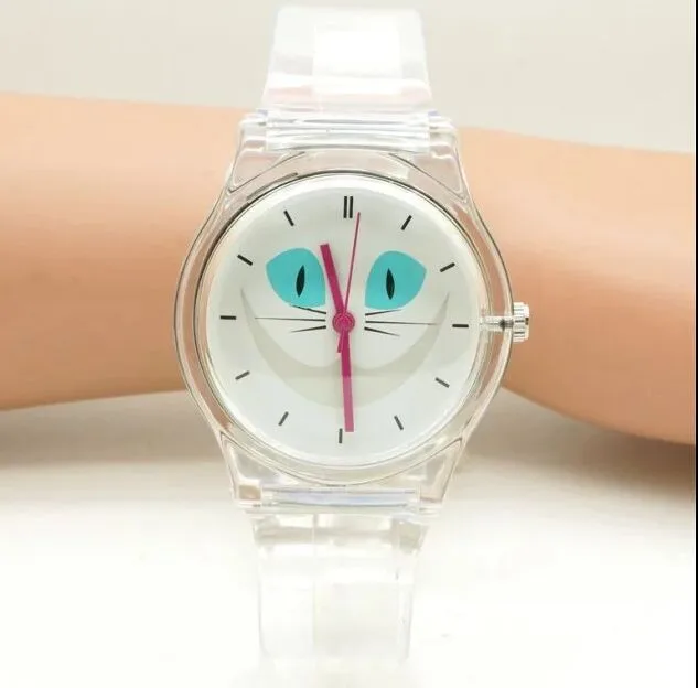 Модные кварцевые детские наручные часы с мультяшным котом для девочек женские