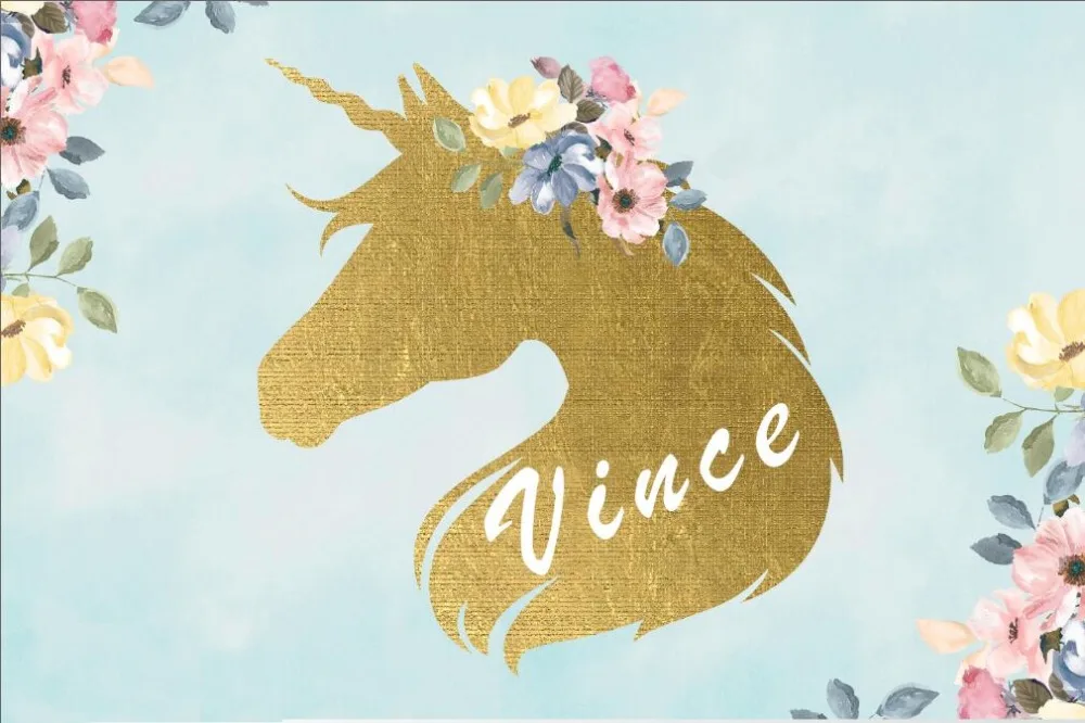 

custom Unicorn Birthday Flower Leaves backdrop High quality Computer print party background