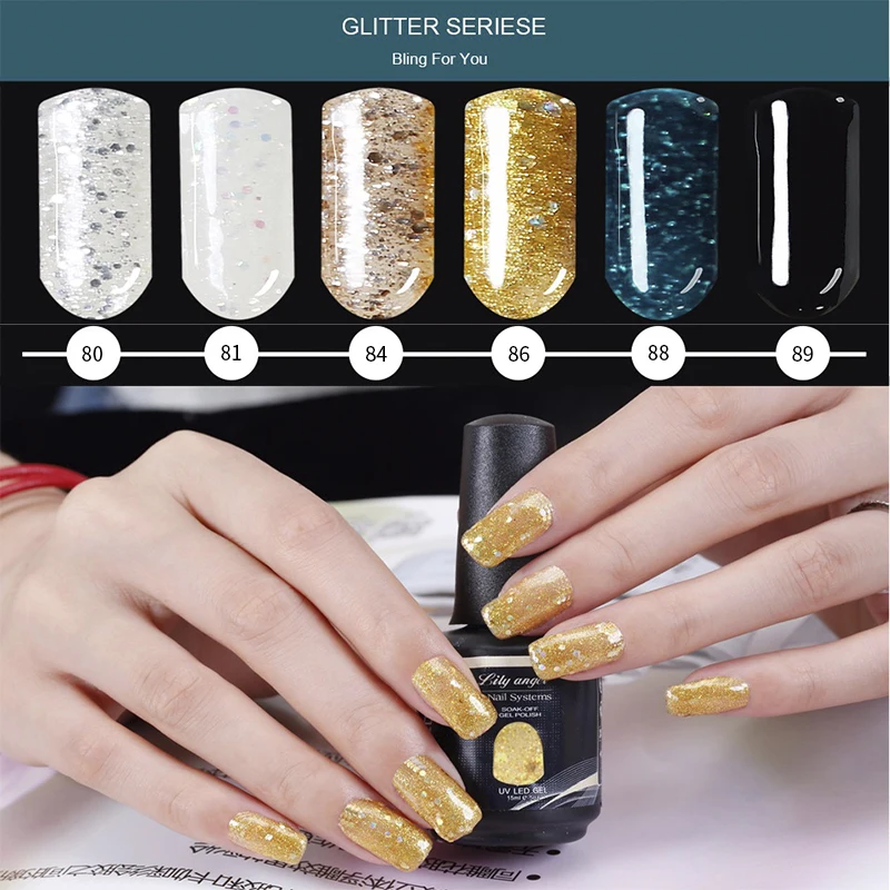 Lily Angel ногтей Гель-лак DIY Nail Art Блеск 15 мл гель Лаки Долгое УФ-светодиодный Soak Off светодиодный гель лак 32-62