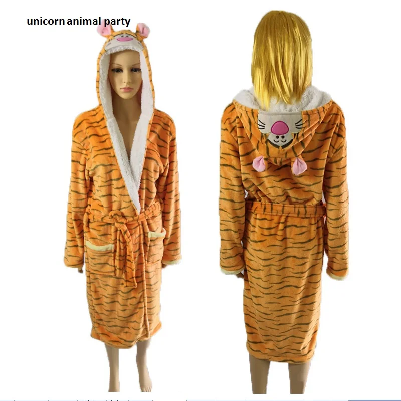 Кигуруми тигр пижамы Косплэй Костюм Onesie мультяшный Халат фланелевый домашняя