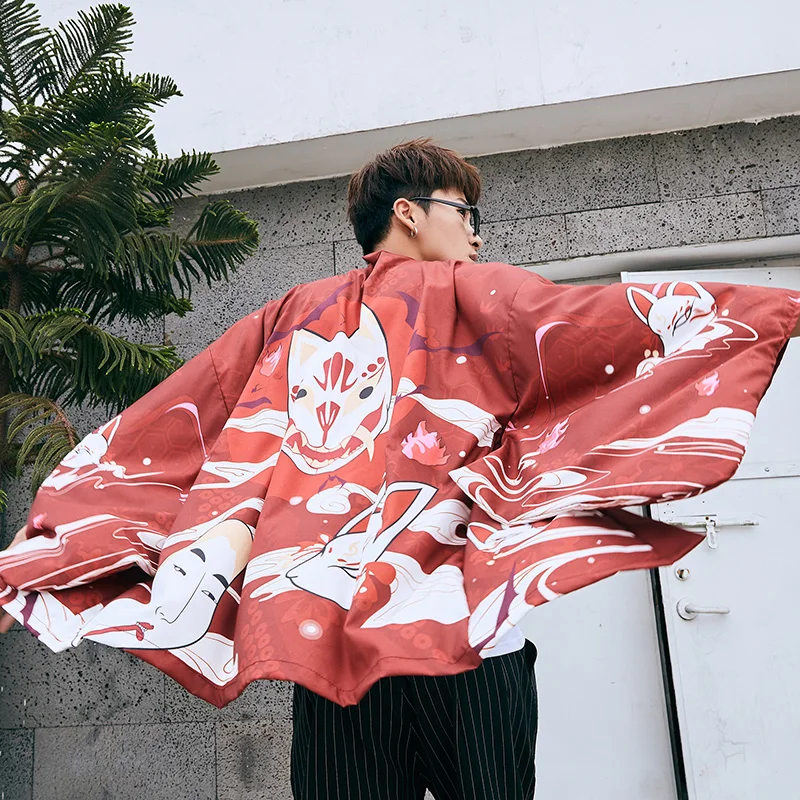 Japanese Style Men Samurai Kimono Haori Summer Loose Cardigan Shirt Traditional Yukata Blouse Male Cosplay Japanese Costume