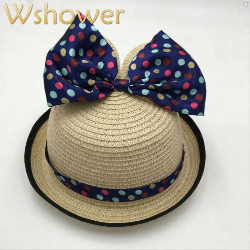 Которая в душ кошачьи ушки милый мультфильм дети соломенная шляпа вязаная