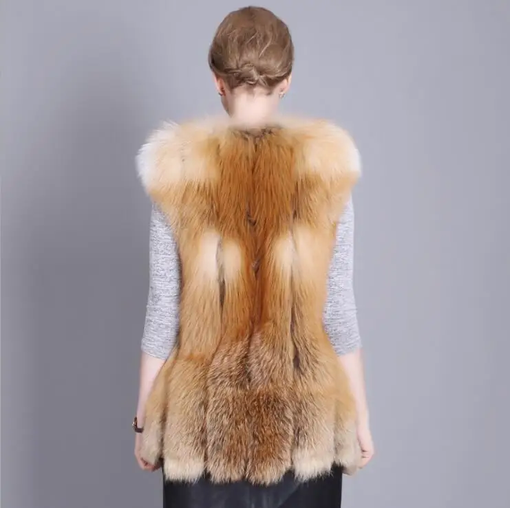 Women Luxury Full Pelt Genuine Red Fox Fur Vest Coat Short Sleeveless Female Winter Overcoat | Женская одежда