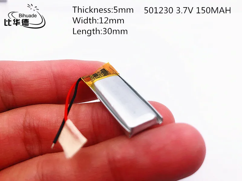 Li-Po 3.7V 150mAh 501230 Lithium Polymer Rechargeable Battery For DIY Mp3 GPS headphone headset | Электроника