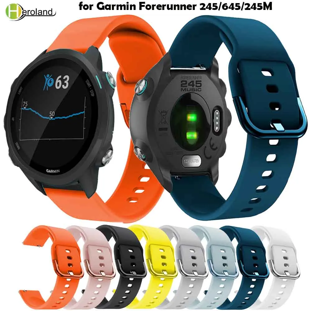 20 ремешок для часов, мм для Garmin Forerunner 245/645/245 M спортивный мягкий силиконовый смарт-ремешок для наручных часов напульсники для Galaxy watch active