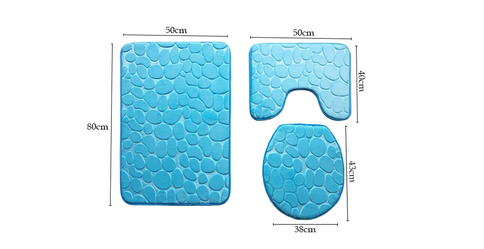 

Zeegle 3D Embossed 3Pcs Toilet Bath Mats Set Memory Sponge Bathroom Carpets Absorbent Non-Slip Floor Rugs Toilet Rugs Lid Cover