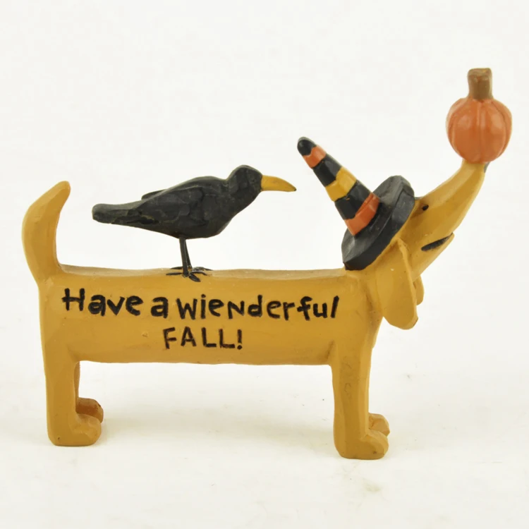 Набор из 3 пластиковых фигурок на Хэллоуин собака с птицей задней стороне фигурка