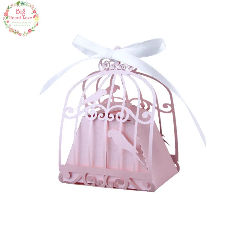pink 50 шт. птичья клетка, Свадебная коробка, коробка для конфет в виде влюбленных птиц, свадебные сувениры и подарки, украшение для детского душа, Подарочная коробка для свадьбы, вечерние - Цвет: pink