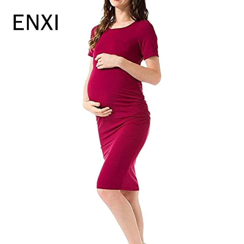 Платья для беременных ENXI Happy Одежда с круглым вырезом офисное платье длиной до