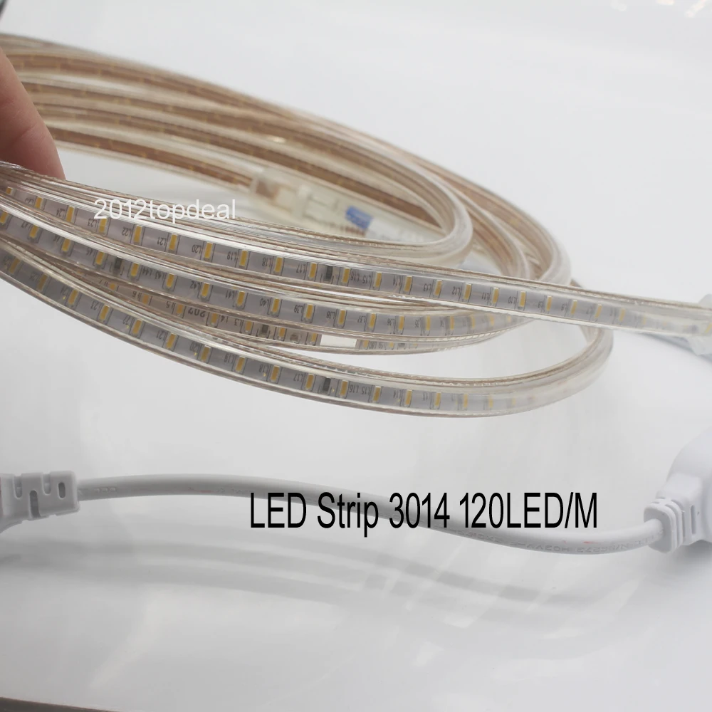 120 светодиодов/м 100 м SMD 3014 Светодиодная лента 220 в 240 В 1 2 3 4 5 10 15 20 25 50 штепсельная