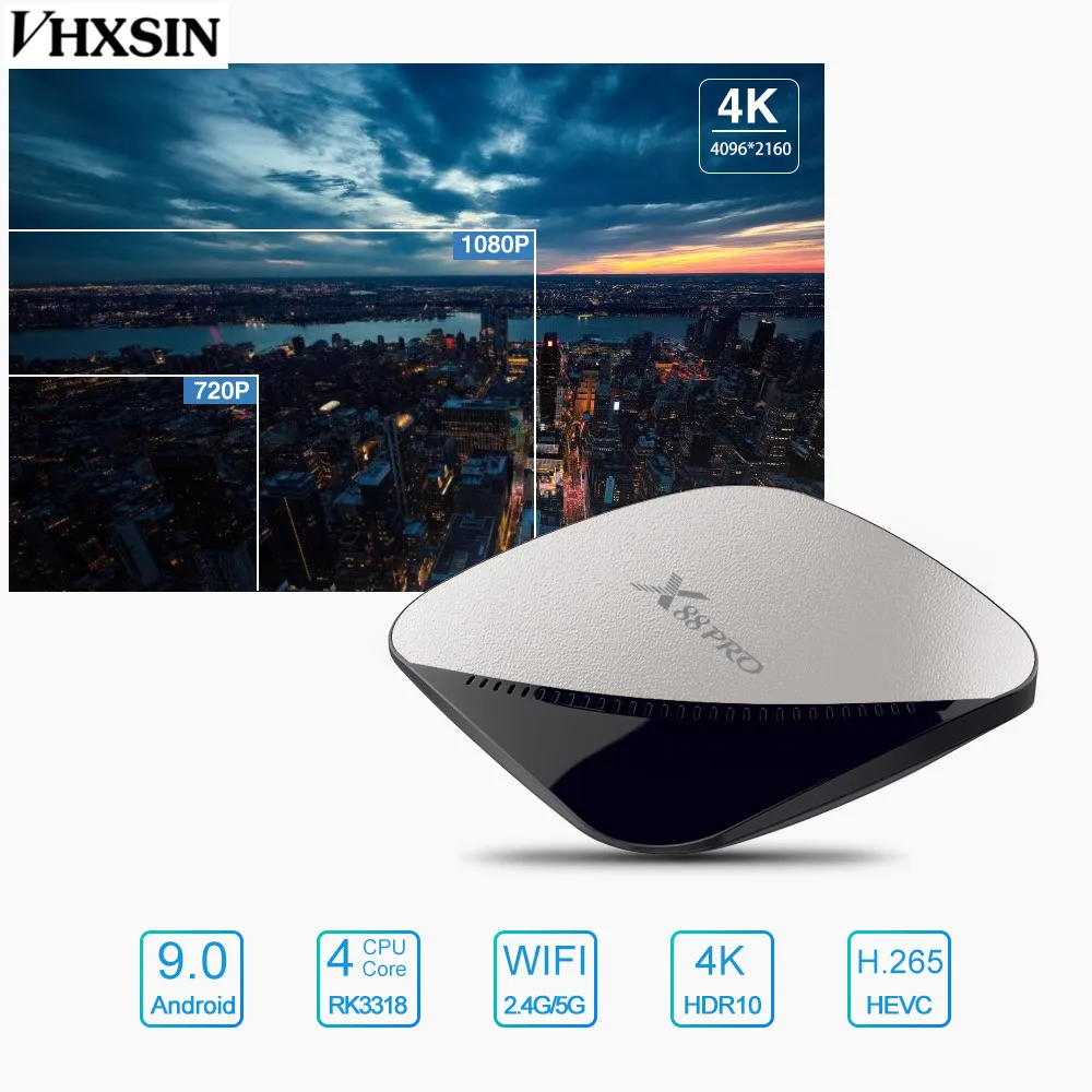 VHXSIN 2 шт./лот X88 Pro Smart TV Box Android 9 0 TVbox Rockchip RK3318 встроенный Wifi 4K 60fps | Электроника