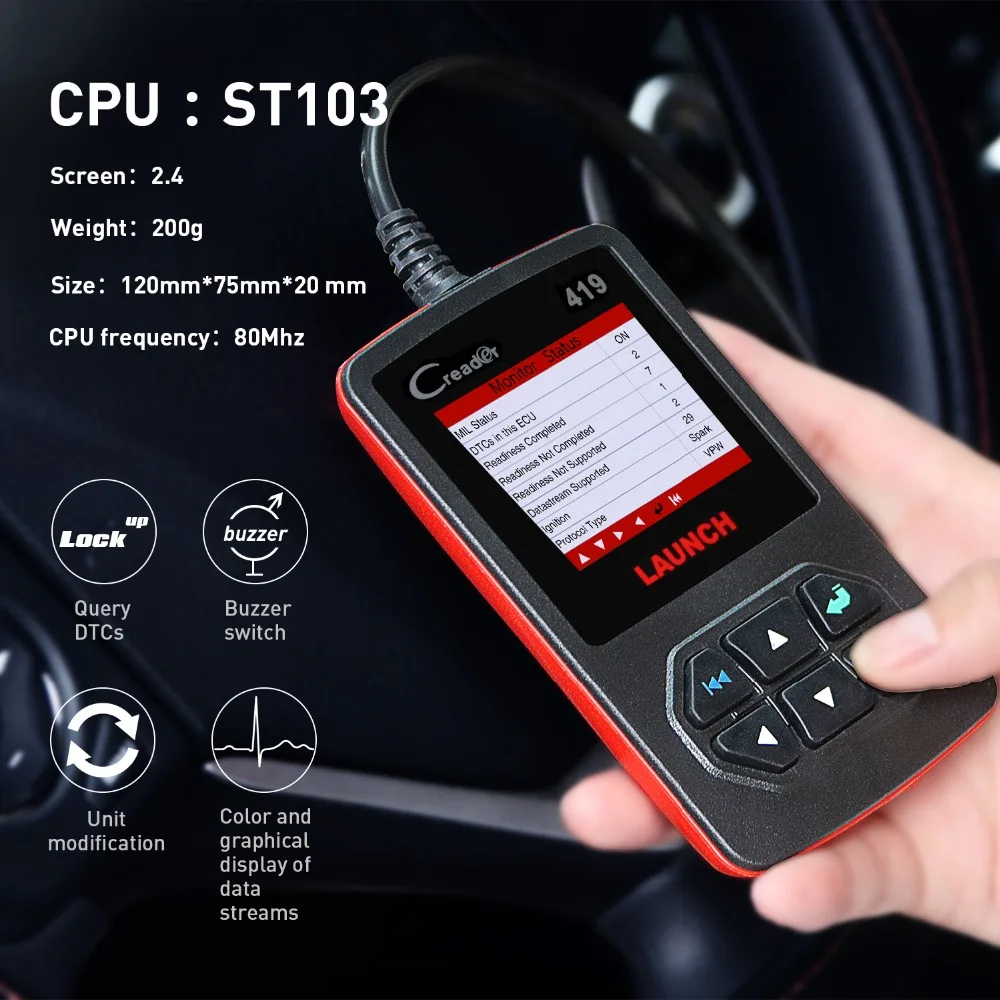 Запуск Creader 419 OBD2 EOBD код читателя сканирования OBDII OBD 2 CR419 Creade 4001 автомобиля