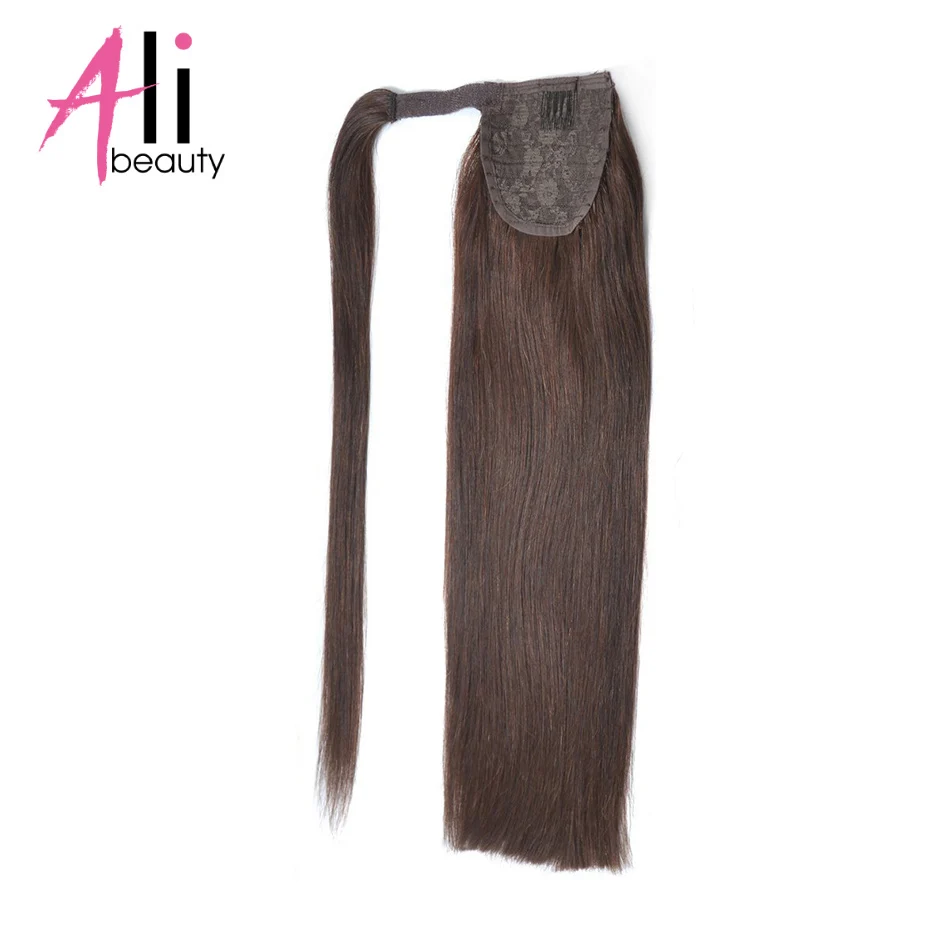 Ali-beauty человеческие волосы конский хвост 1" 60 г 18" 80 г 2" 100 г 24" 120 г обертывание вокруг конского хвоста Remy человеческие волосы для наращивания - Цвет: #2