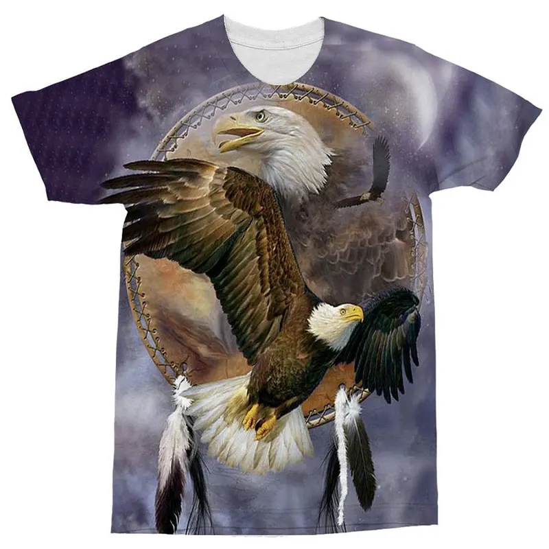 Мужская футболка с принтом орла 3d Camiseta забавная круглым вырезом топ брендовые