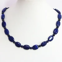 beautiful blue natural lapis lazuli 1318mm oval beads 6mm spacer accessories high grade women diy necklace 18inch b1449