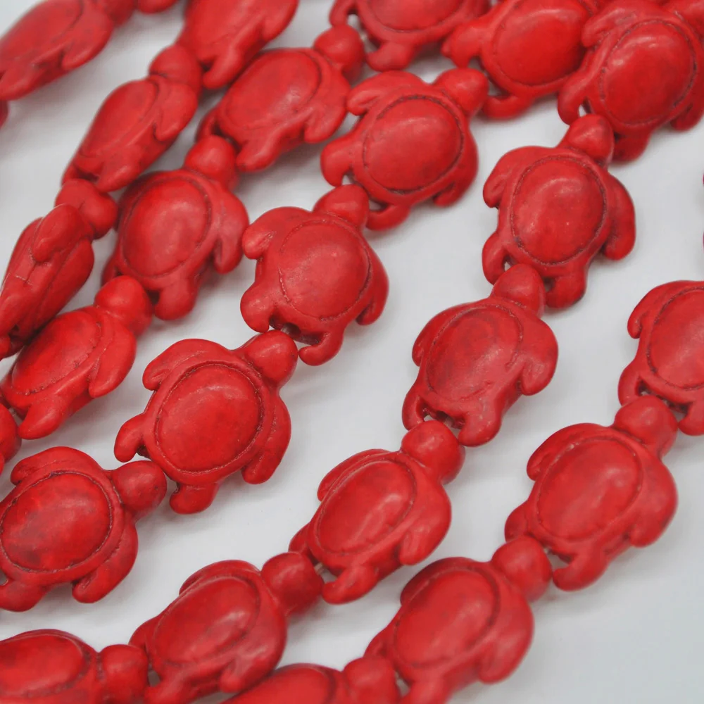 

18x15 мм красная Черепаха Howlite, свободные бусины, нитка 15,5 дюйма, изготовление ювелирных изделий C072