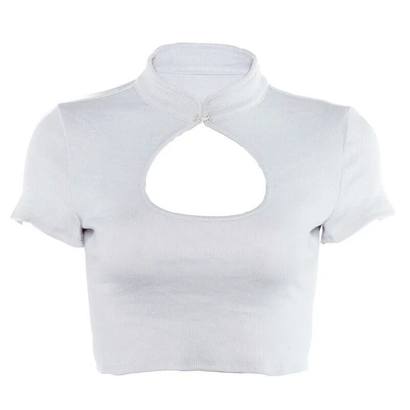 Sexy Women Hollow T Shirts Crop Tops Summer 2019 New Short Sleeve Tees For Ladies Slim Skinny Sheath Blusa Casual Tanks | Женская одежда