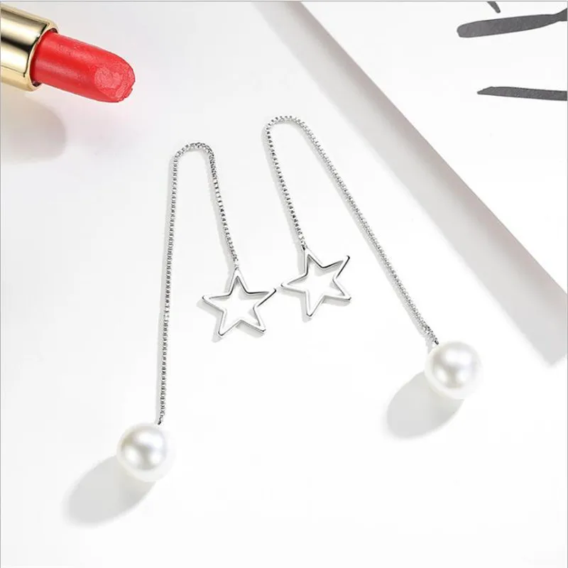 Модные женские длинные серьги LUKENI из серебра 925 пробы модные кисточки с жемчугом