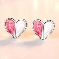 promotion 30 silver plated romantic love heart women wedding gift lady stud earrings jewelry anti allergy drop shipping cheap