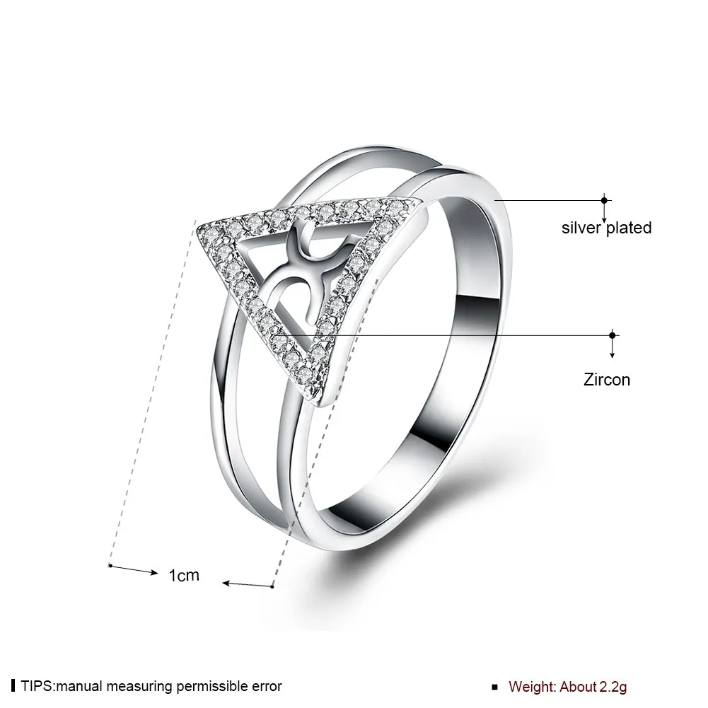 KITEAL online shopping india silver color White size 6 7 8 9 ring for female zircon triangle geometry anel sport |