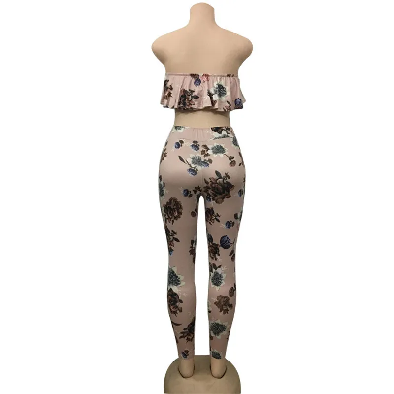 

Women Summer Rompers Off Shoulder OverallsSexy Floral Print Jumpsuits Two Piece Backless Club Strapless sexy Bodysuit feminino