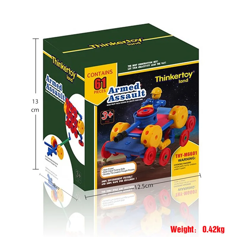 Thinkertoy Land 61 шт. DIY военные Строительные Кирпичи Модель Дети Рождественские день
