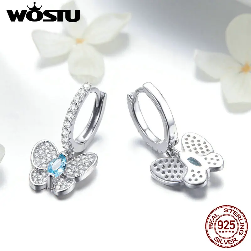Женские серьги-подвески WOSTU из 100% стерлингового серебра 925 пробы с ослепительной