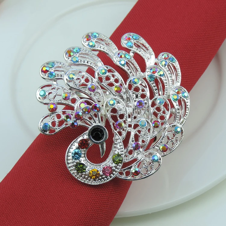 2 шт./лот изысканное кольцо для салфеток с павлином бриллиантовые салфетки