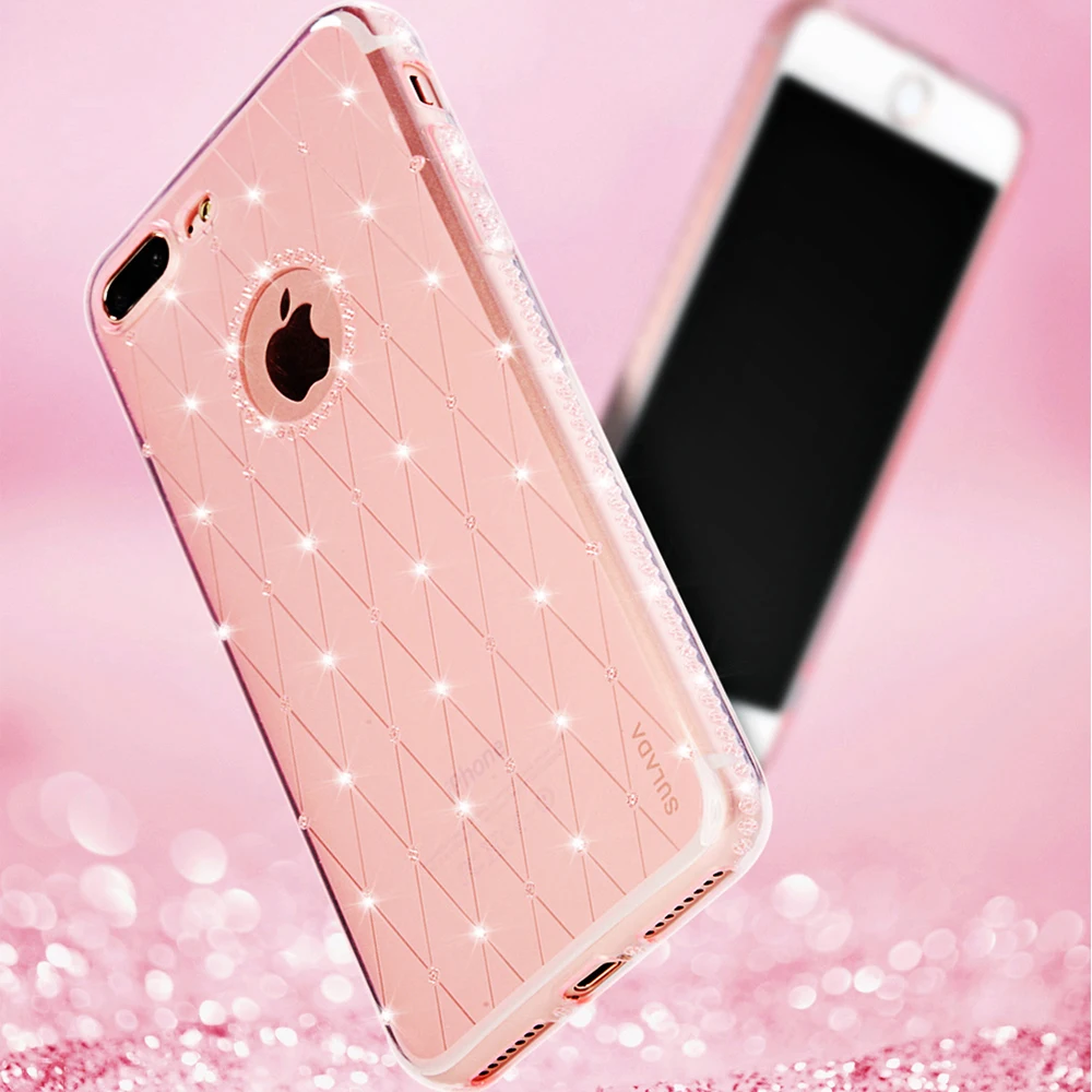 Чехол со стразами SULADA чехол для iPhone 8 plus на 7 силиконовый блестящий розовый